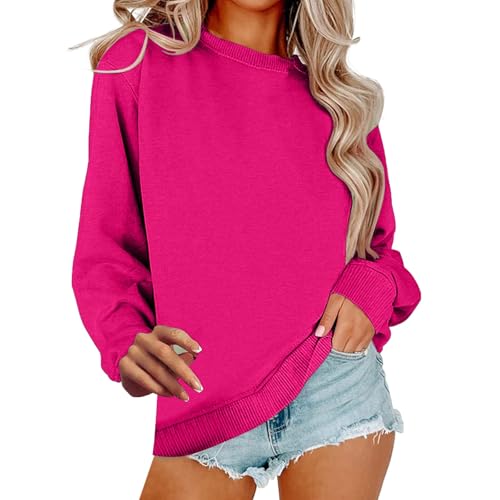 Image of Women Crew Neck Sweatshirts Fall Casual Oversized Sweat Shirts Long Sleeve Cute Preppy Sweatshirt Comfort Pullover
