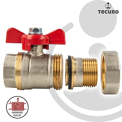 Tecuro Ball Valve with Screw Connection (Flat-Sealing) x Internal Thread - Wing Handle, 1/2 Zoll - Image 3
