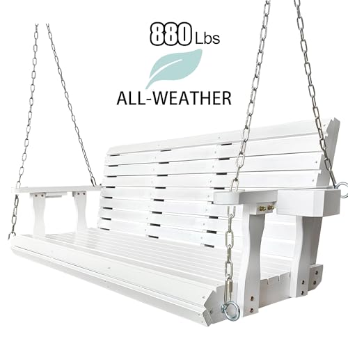 Image of Fortune Candy Wooden Porch Swing 3-Seater, Pure White, 5 FT Extra Large