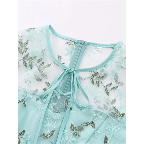 Vintage Lace Floral Embroidery Keyhole Dress for Holiday Parties