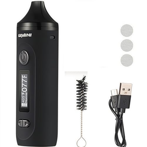 Gemini Vaporizer Cannabis Verdampfer mit präziser Temperaturregelung，Schnell aufheizender Kräuterver dampfer，2200mAh Super-Akku，0,91-Zoll-OLED-Display，Tragbares dry herb vaporizer (schwarz)
