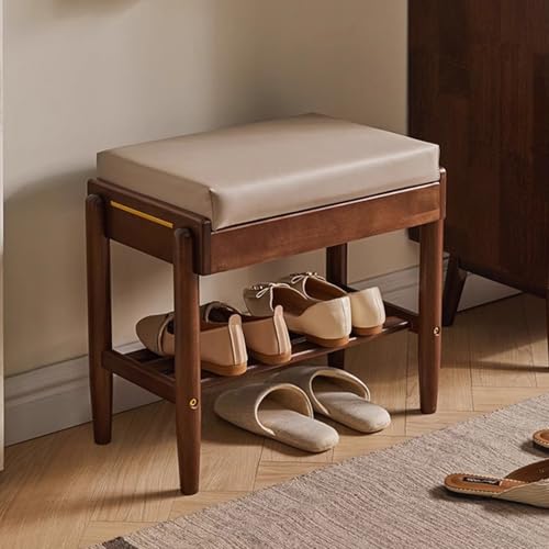 Banc de chambre en bois noyer pour ranger les chaussures