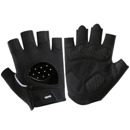 xiluuyou Guantes de Levantamiento de Pesas, Guantes Gimnasio Hombre y Mujer, Agarre Antideslizante, Protección de Palma de Silicona para Entrenamiento, Ciclismo, Tracciones(M)