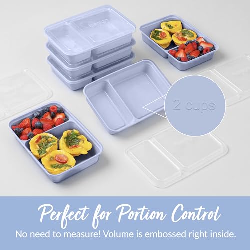Image of Bentgo Prep 2-Compartment Meal Prep Containers with Lids, 20 Piece Set