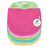 green sprouts Muslin Bibs made from Organic Cotton (5 pack)| 4 absorbent layers protect from sniffles, drips, & drools | 100% Organic cotton muslin, Adjustable snap closure, Machine washable