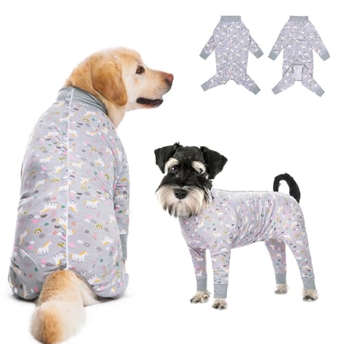 Image of Recovery Suit for Large Medium Dogs After Surgery, Soft Breathable Anti Licking Dog Onesie E-Collar & Cone Alternative, Pet Bodysuit for Preventing Hair Loss Full Cover Wound(XL, Grey Pony)