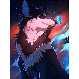 Diamant Schilderij Kits voor Volwassenen, 5D Diamond Art Cartoon Wolf Diamant Schilderij Kinderen Volledige Boor Kristal Strass Kruissteek, Diamant Borduurwerk Foto’s Kunst Ambachten Muur Home Decor (50x70cm/20×28