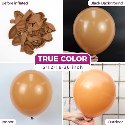 Image of Bezente Tan Latex Party Balloons - 100 Pack 12 inch Round Helium Boho Neutral Light Brown Coffee Fall Balloons for Graduation Birthday Boy Gender Reveal Jungle Safari Woodland Fall Party Decorations