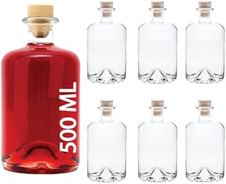 Casavetro 500ml Glass Bottles with Cork Lids 6 Pcs Reusable Airtight Glass Bottle for Home Made Sloe Gin Liqueur Schnapps Wine Cider Soda Vodka Vinegar Oil Chemist Bottles - Apotheker (6 x 500 ml)