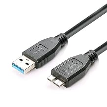 USB 3.0 Hard Drive Cable, USB-A to Micro B Cable Compatible with Samsung Galaxy S5, Note 3, Note Pro 12.2, Camera, WD Toshiba Seagate Hard Drive and More USB 3.0 5Gbps Data Transfer Cord 5Ft