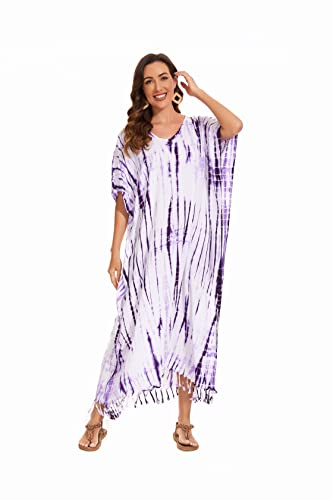 Image of Beautybatik Women Hippie Tie Dye Caftan Kaftan Loungewear Maxi Plus Size Long Dress XL to 4X