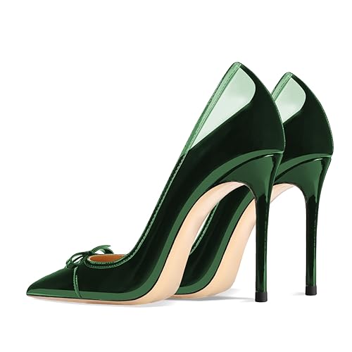 FYS Women's Stylish Closed Pointed Toe Stiletto Pump Elegant Bowknot High Heels Slip On Party Prom Dress Shoes Size 4-16 US3