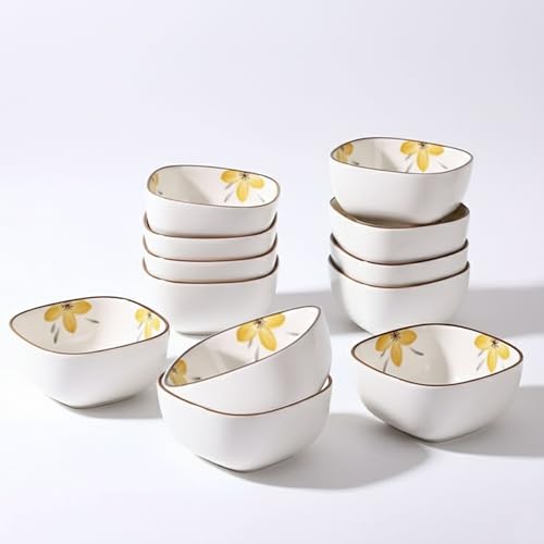Image of YANCI 200ML Ceramic Dipping Bowls - Set of 12 | Microwave & Dishwasher Safe | Mini Bowls for Soy Sauce, Chutney, Ketchup, Jam & Spices | Elegant Tableware for Sushi & Snacks