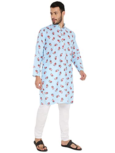 Image of Maharaja Floral Printed Linen Kurta Pyjama Set for Men