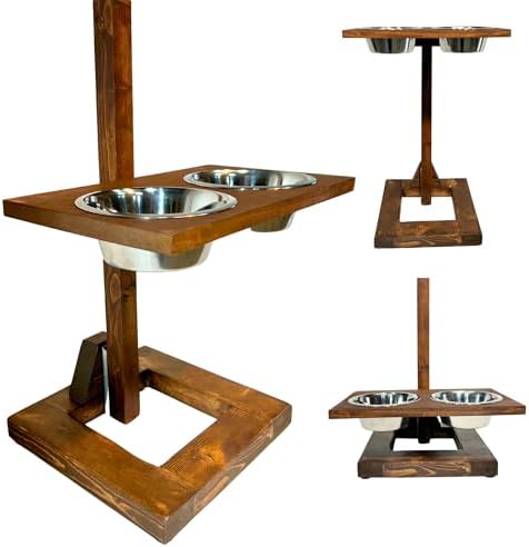 Ergonomic Dog Bowls Set - Elevated Wood Stand for Pet Comfort & H...