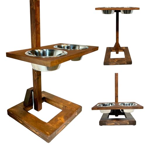 Ergonomic Dog Bowls Set - Elevated Wood Stand for Pet Comfort & H...