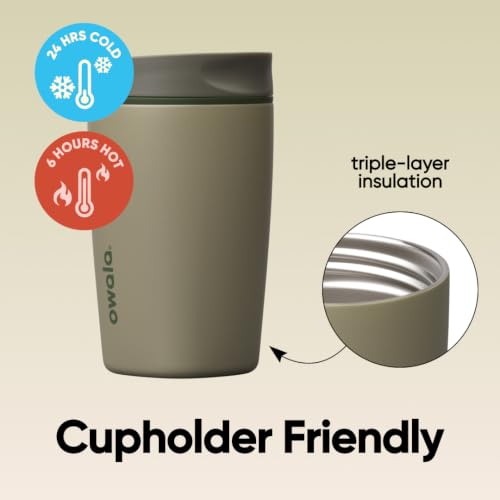 Image of Owala SmoothSip Slider Insulated Stainless Steel Coffee Tumbler, Reusable Iced Coffee Cup, Hot Coffee Travel Mug, BPA Free 12 oz, Off Road