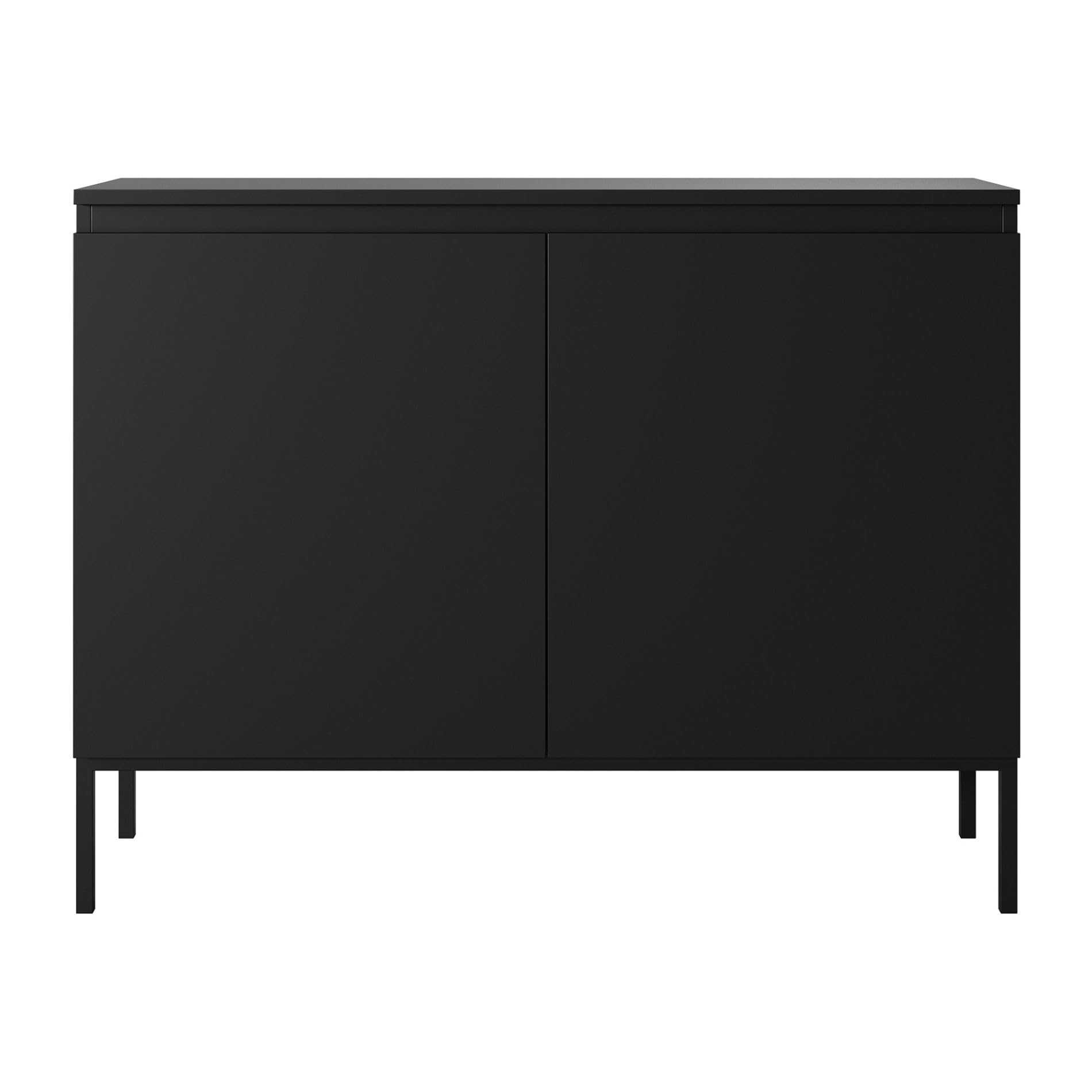 Selsey Kommode Schrank Aufbewahrungsschrank 100 cm 2 Türen 4 Fächer Schwarz Schwarze Beine Bemmi