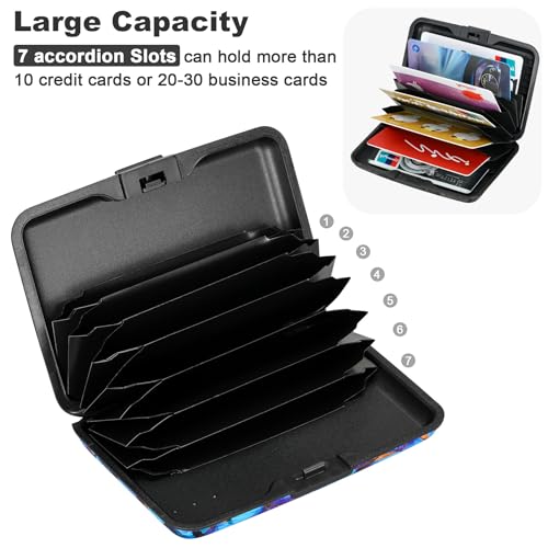 Image of Elfish RFID Blocking Credit Card Protector Aluminum ID Case Hard Shell Business Card Holders Metal Wallet for Men or Women, Blue Butterfly,