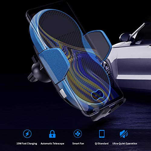 Btuty Carregador sem fio com sensor infravermelho para carro, clipe retrátil automático, carregament