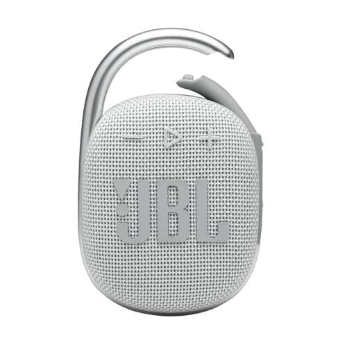 Image of JBL Clip 4 - Portable Mini Bluetooth Speaker, big audio and punchy bass, integrated carabiner, IP67 waterproof and dustproof, 10 hours of playtime, speaker for home, outdoor and travel (White)
