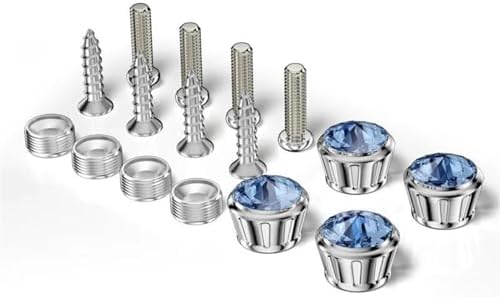 Car Trim Clips 1 Set Screw Caps Covers+Aluminum Alloy Screws Fasteners for License Plate Frame(Size:Blue)