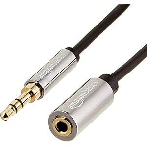 Amazon Basics 3.5mm Aux Jack Audio Extension Cable, Male to Female, Adapter for Headphone or Smartphone, 25 Foot, Black