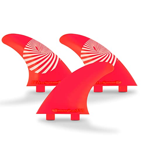E8 FIN SYSTEM - Pack de 3 Quillas para Tabla de Surf FCS - Aletas de Talla M - Incluye Accesorios como Llave para Cambiarlas y Bolsa - Color Rojo
