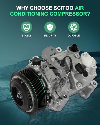 Image of SCITOO 2012-2017 AC Compressor for Toyota Camry 3.5L A /C Compressor for Avalon 2013-2018, for Sienna 2014-2016, for Lexus ES350 2012-2018, for RX350 2010-2015 Fast Cooling Air Conditioner Compressor | Fast Cooling, Ultra Low Noise (≤72 dB) Air Conditioner Compressor for Summer, With Clutch, 58199 57199 977012C600