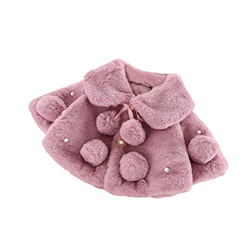 Carolilly - Abrigo de piel sintética para invierno, color cálido, Morado-estilo 2, 0-6 Meses