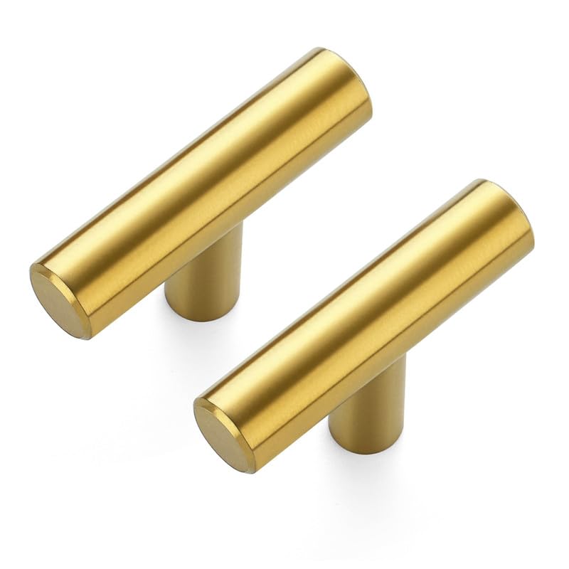 Ravinte Pack of 25 Gold Cabinet Knobs, T Bar Handles for Kitchen Cabinets 50 mm Total Length Cabinet Handles