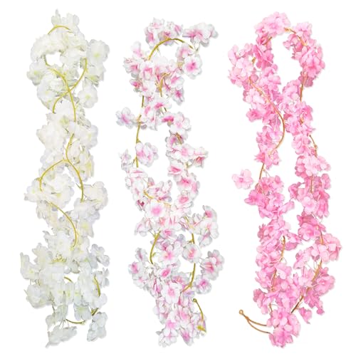 JNYUTEEN 3 Guirnalda de Flores de Cerezo Artificiales, Guirnaldas Artificial de 180 cm, Decoración de Guirnaldas de Flores para Bodas Fiestas Jardín y Decoración del Hogar