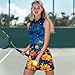 GULANGYU Yellow Daisy Tennis Dresses for Women Floral Tennis Dress with Shorts & Pockets Blue Plus Size Athletic Dress Sleeveless Zip Up Golf Outfits for All Seasons M