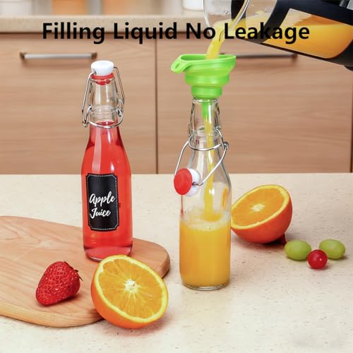 Image of Ruckae 8 Pack 16oz Swing Top Glass Bottles with Air Tight Lids Kombucha Coquito Flip Top Glass Bottle Kefir Syrup Vanilla Extract Beer Brewing Bottles for Gift (16 oz 8 pack)