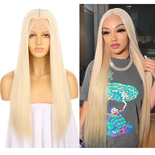 24" Blonde 613 Gerade 13x6 Lace Front Perücken, Langes Blondes Gerade Haar Für Frau, Realistische Chemiefaser-synthetische Perücke mit Baby Haar, Cosplay Perücke, Perücke Damen Für Tägliches Kleid Cover