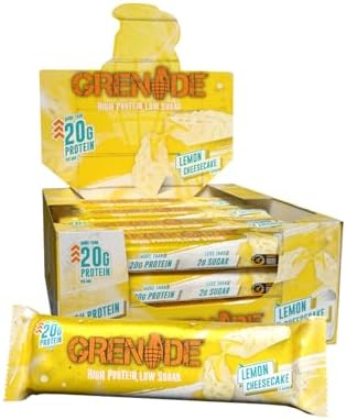 Grenade Proteinriegel - Lemon Cheesecake, 12 x 60 g | Proteinreich & Zuckerarm, Mehr als 21 g Protein pro Riegel