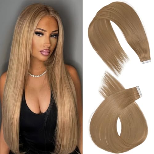 Image of Tape in Hair Extensions,20pcs 50g 24 Inch Ash Blonde Hair Extensions Straight Tape in Extensions Double Sided for Skin Weft Synthetic Hair