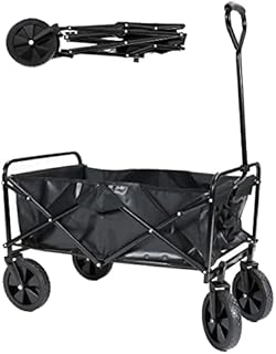 Trolley FOLDABLE 4 Wheel Outdoor Leisure Cart with Weatherproof Cover - Folding Trolley Utility Wagon Travels with 75kg Load - Collapsible Fold Up for Festival, Beach, Camping, Garden, Fishing Use