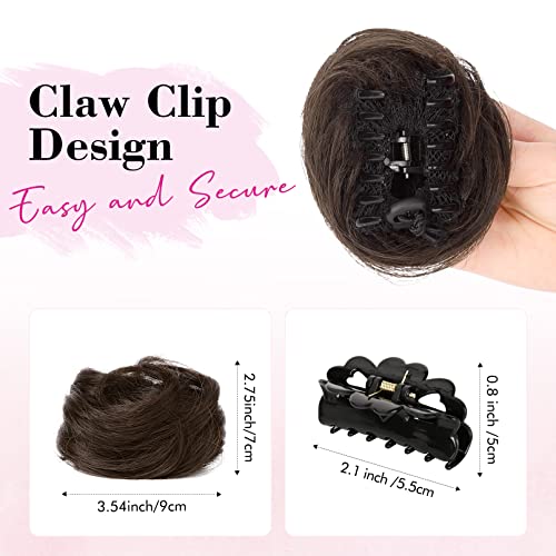 REECHO Space Bun Hair Piece, 2 PCS Mini Claw Clip in Messy Bun Hair Pieces & Cat Ears Hair Bun Extensions Wig Accessory Updo Hairpieces for Women - Image 2