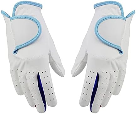 Golf Gloves 1Pair Child Golf Gloves for Kids Youth Junior Boys Girls, Microfiber Cloth Gloves for Left Hand Right Hand Golfer (Color : Blue, Size : Size 14)