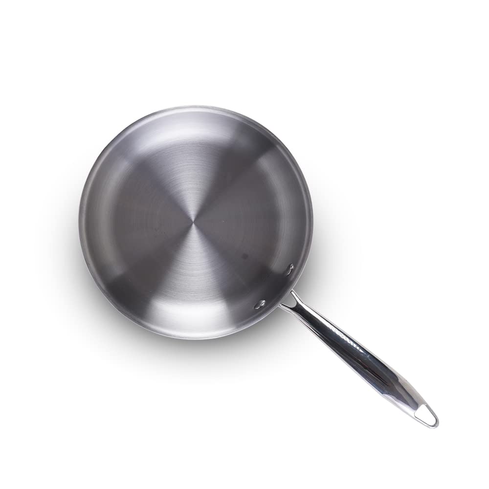 Triply Stainless Steel Fry Pan | Small, 22cm/8.7 inch, 1.5Ltr, 0.9kg | Induction Friendly | Nonstick 3-Layer Body, 100% Pure & Toxin-Free, No Chemical Coating