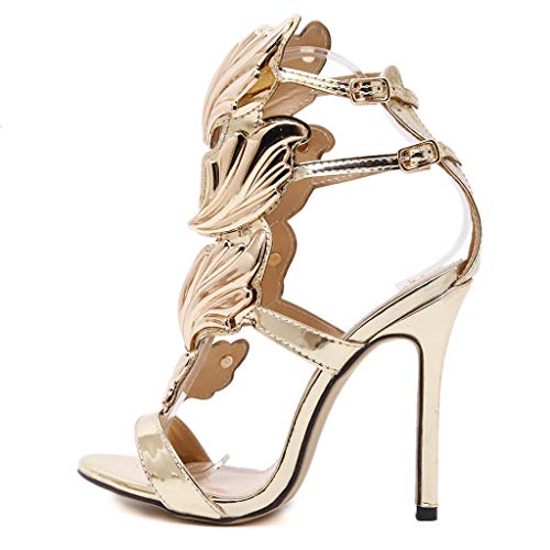 MIOKE Women's Stilettos High Heel Sexy Peep Toe Sandals Gladiator Buckle Ankle Strap Dress Party Pumps3