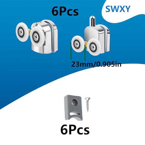 Image of 23mm Shower Door Roller 6Pcs Shower Door Rollers Replacement with Anti Collision Block and Screws for 4-6mm Glass Door