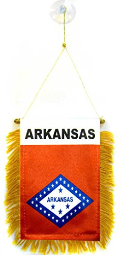 AZ FLAG, Arkansas Mini Banner, 6'' x 4'', 100% Polyester US state of Arkansas Small Pennant for Car