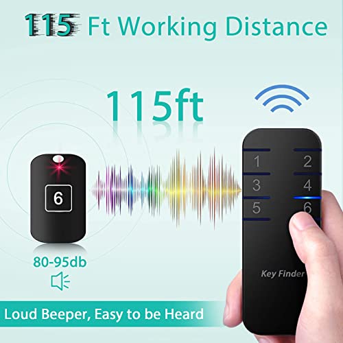 Stick On Key & Remote Finder Locator, 6 Pack Wireless Finder Tags, 95 dB RF Beeper Key Tracker for Phone, Glasses & More