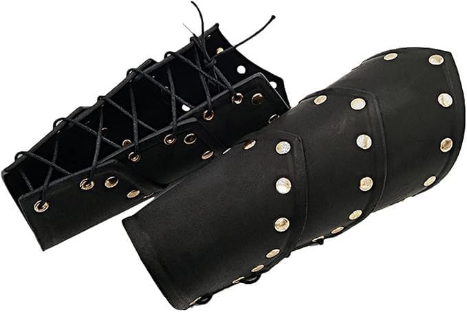 Medieval Black Archery Wrist Guard, Nordic Renaissance Arm Guards, Leather Gauntlet Wristband,