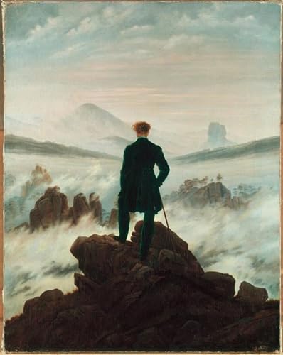 Impression sur toile Le vagabond sur la mer brumeuse par Friedrich 60x90cm