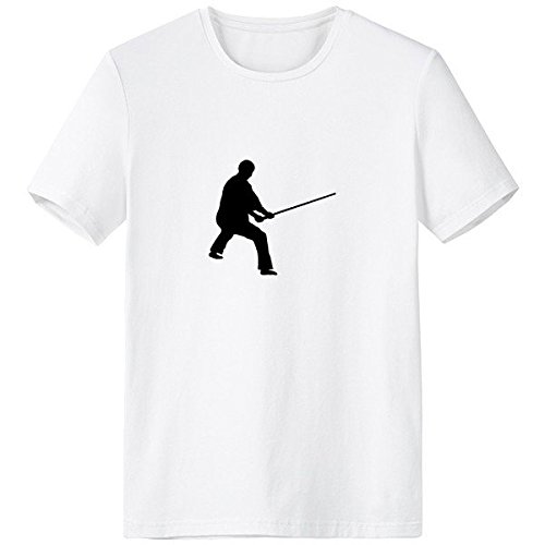 T-shirt Kung Fu Shaolin haut blanc d'été en coton stretch pour homme et adepte de sport