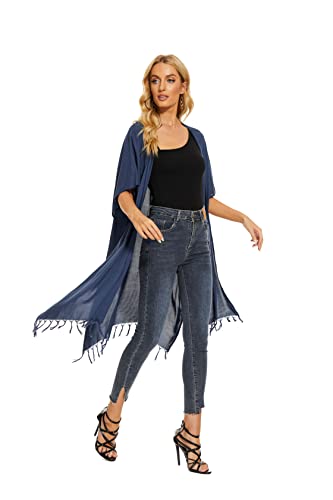 Beautybatik Women Long Solid Kimono Cardigan Shawl Wrap Swimsuit Cover Up Jacket One Size3