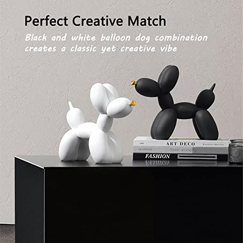 Otang Balloon Dog Statue Collectible Figurines Art Modern Sculpture, Cute Golden Nose Dog Animals Resin Crafts Handmade Ornament Home Decor Accents (White,9,7,3.5In) #TOP3
